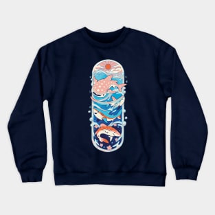 Oceanic Paradise: Sun, Sea, and 4 Types of Sharks Crewneck Sweatshirt